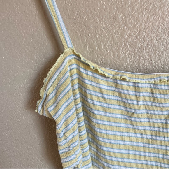 Yellow & Blue Striped Crop Tank Top - Picture 2 of 4